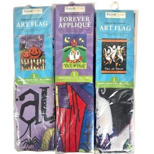 Rain or Shine Halloween Large Porch Flags Size 28" x 40" Pumpkin Ghosts Lot Of 3